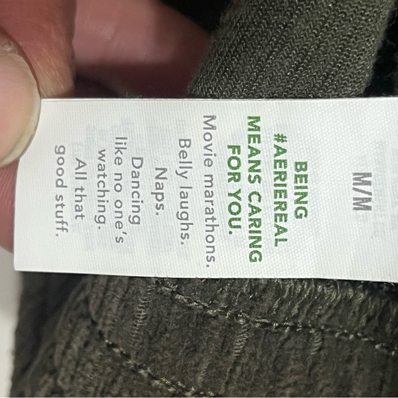 Aerie Green Ribbed Corduroy Zip Up Women's Cropped Jacket Size Medium - Picture 9 of 10